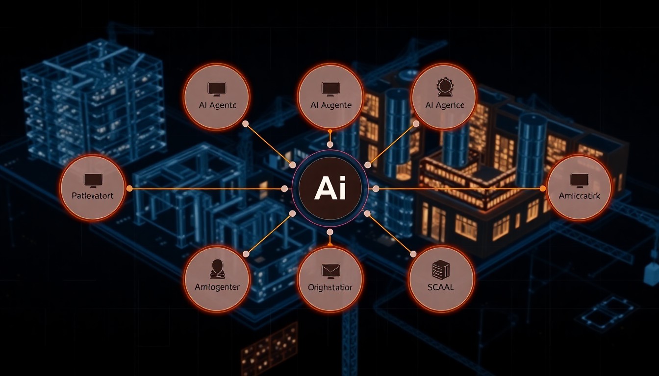 Multi-agent AI architecture for real estate development — REDM platform showing coordinated specialist agents managing a construction project lifecycle